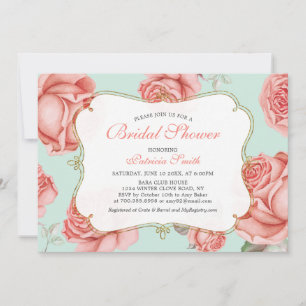 Faire-part de douche de mariée Shabby Chic Menthe 