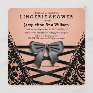 Faire-part de douche en lingerie noir Damask Corse