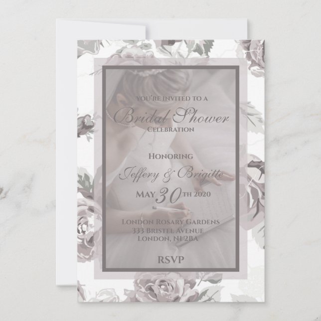 Faire-part de douche nuptiale rose rose (Devant)