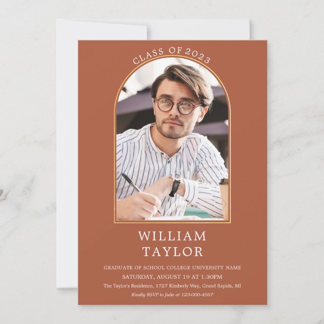 Faire-part de fête de remise de diplôme avec arche (Devant)