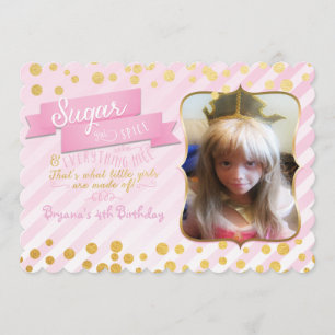 Faire-part de fête photo en or rose Sugar & Spice