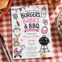Faire-part de Fête Prénatale Burgers Bébés BBQ