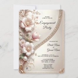 Faire-part de fiançailles avec embellissements flo