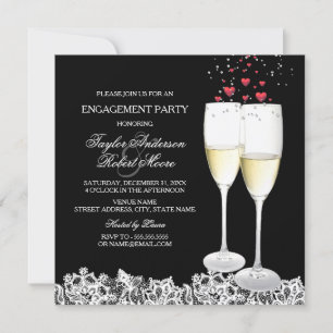 Faire-part de fiançailles Champagne & Heart