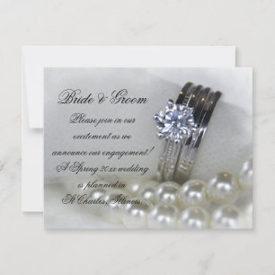 Faire-part de Fiançailles des anneaux et perles de