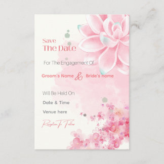 Faire-part de fiançailles floral aquarelle rose