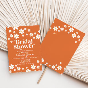 Faire-part de Fiançailles Retro Daisy Orange Brûlé