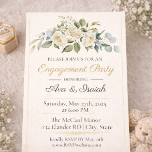 Faire-part de fiançailles Romance Ivory Gold