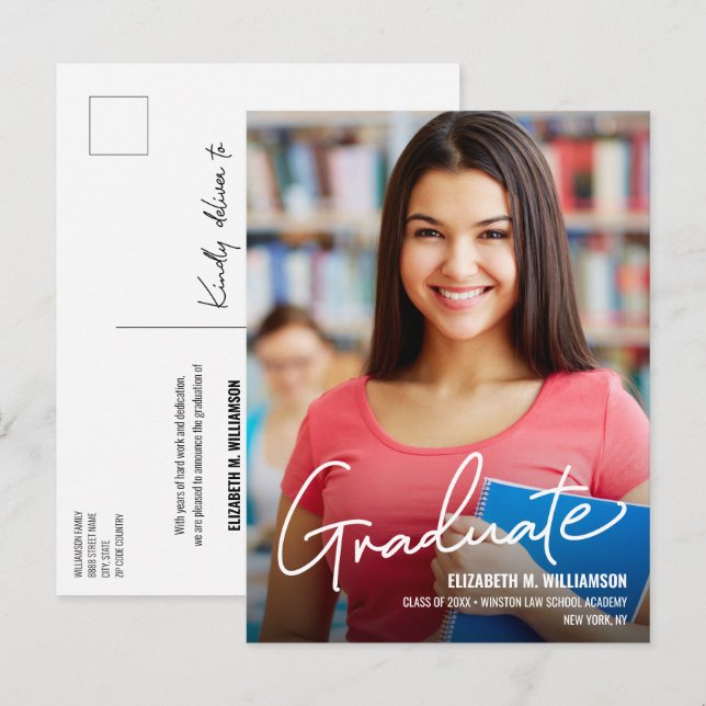 Faire-part de fin d'études en droit avec photo per (Devant / Derrière)