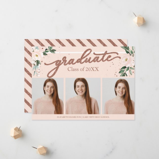 Faire-part de fin d'études secondaires 3 Cartes ph (Devant/Arrière en situation)