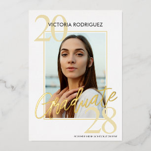 Faire-part de finition blanc Gold Foil tendance
