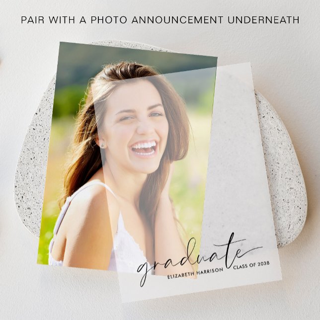 Faire-part de graduation chic Revêtement (Elevate your graduation announcements with our timeless vellum overlays)