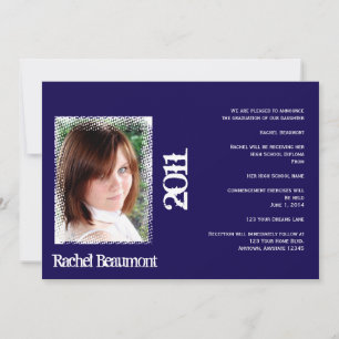 Faire-part de graduation de Grunge Bleu et Blanc