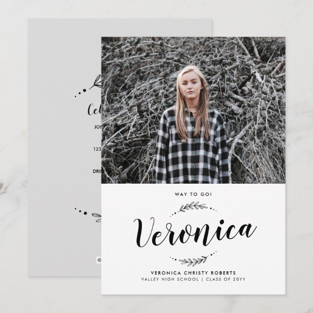 Faire-part de graduation de la lumière naturelle (Devant / Derrière)