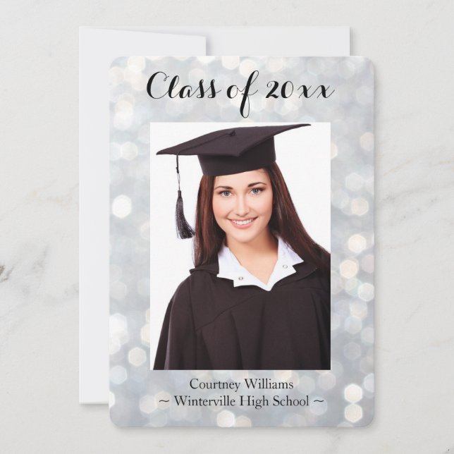 Faire-part de graduation de la photo en argent bri (Devant)