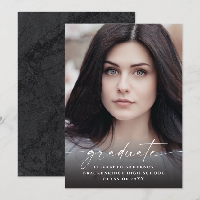 Faire-part de graduation de la photo en blanc mode (Devant / Derrière)