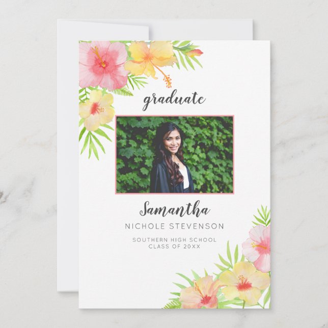 Faire-part de graduation de la photo florale tropi (Devant)