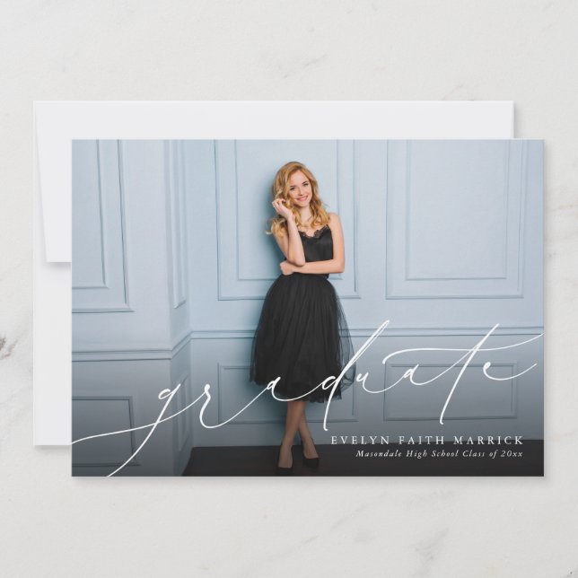 Faire-part de graduation de l'écriture classique (Devant)