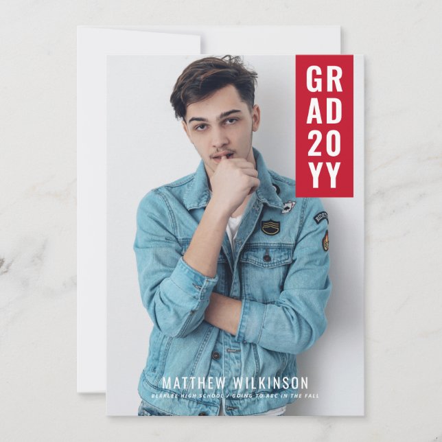 Faire-part de graduation de l'onglet rouge (Devant)