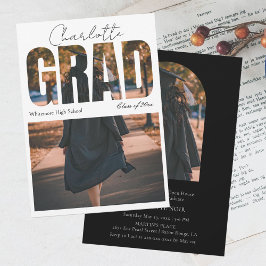 Faire-part de graduation de script photo élégant