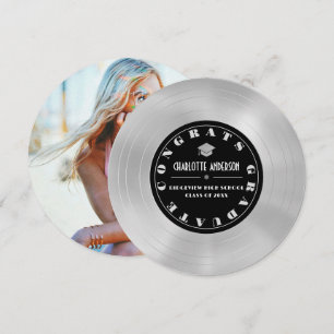 Faire-part de graduation disque platine/disque vin