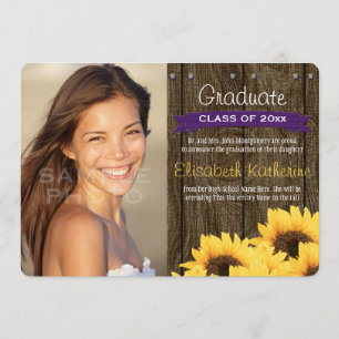 Faire-part de graduation du tournesol mauve