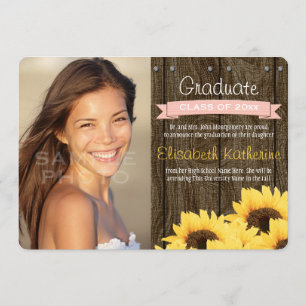 Faire-part de graduation du tournesol ROSE NOIR