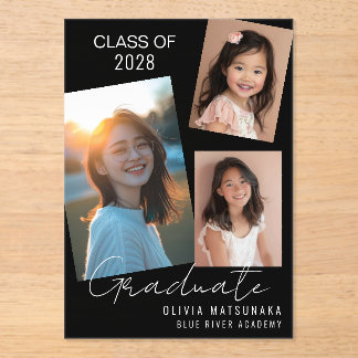 Faire-part de graduation en acrylique (noir)