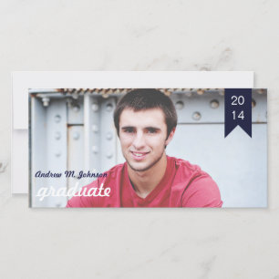 Faire-part de graduation en bleu de la marine clas