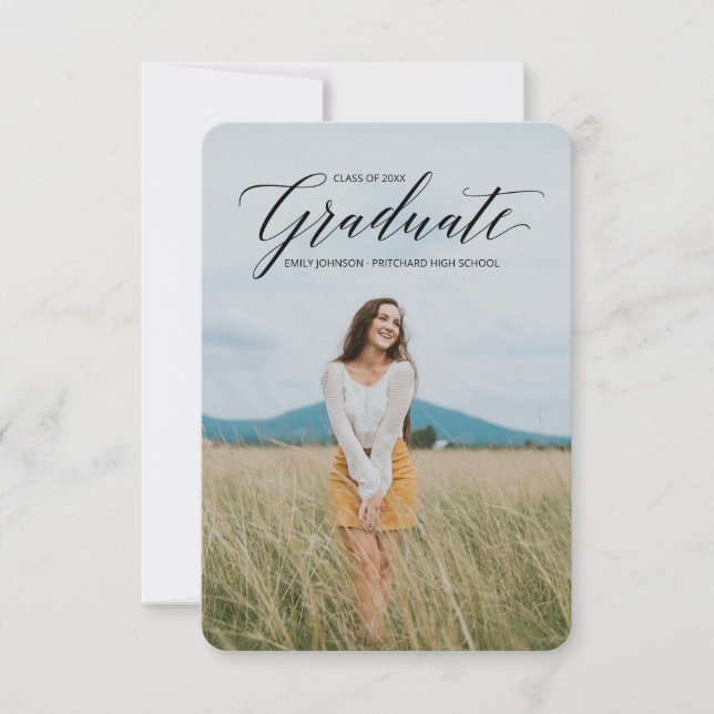 Faire-part de graduation en calligraphie simple et (Devant)