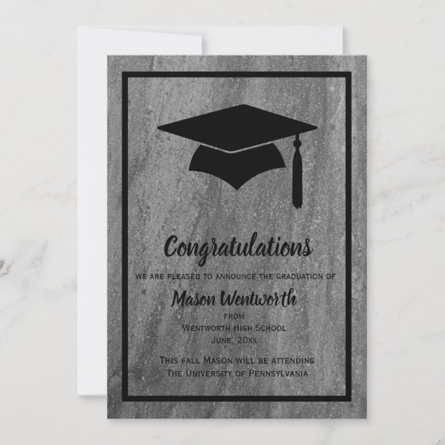 Faire-part de graduation en granit classique - noi (Devant)