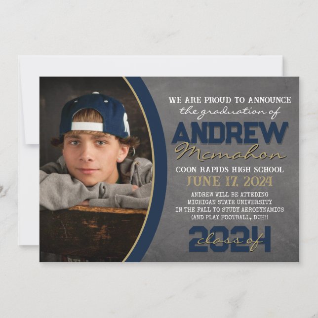 Faire-part de graduation en tableau de bord de la  (Devant)