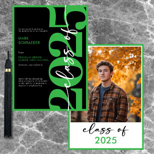 Faire-part de graduation en typographie verte mode