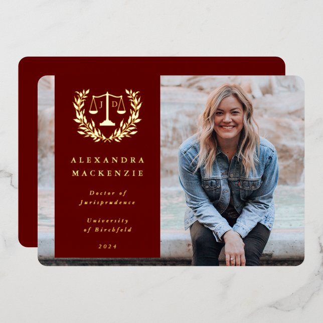 Faire-part de graduation Foil/Red JD (Recto/Verso)
