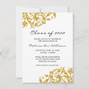 Faire-part de graduation Gold et Black Swirl