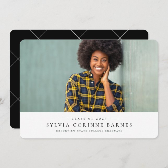 Faire-part de graduation horizontale classique sim (Devant / Derrière)