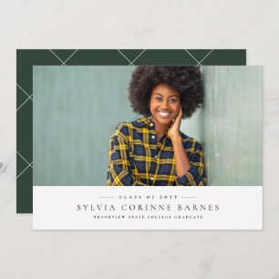 Faire-part de graduation horizontale verte classiq