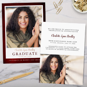 Faire-part de graduation moderne Elegant Red Foil
