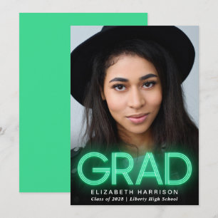 Faire-part de graduation moderne en néon vert