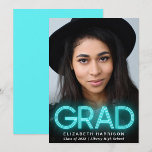 Faire-part de graduation moderne Turquoise Blue Ne