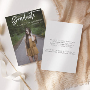 Faire-part de graduation photo du script budgétair