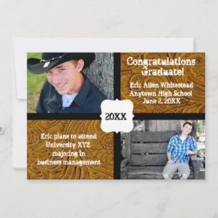 Faire-part de graduation photo en cuir à outils