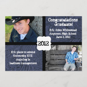 Faire-part de graduation photo en cuir à outils bl