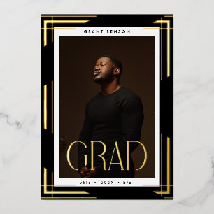 Faire-part de graduation photo Gold FrameD personn