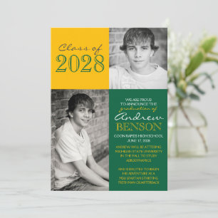 Faire-part de graduation photo Green et Gold 2