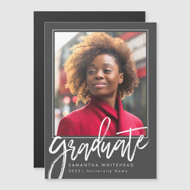 Faire-part de graduation photo moderne 2022 Gris (Devant / Derrière)