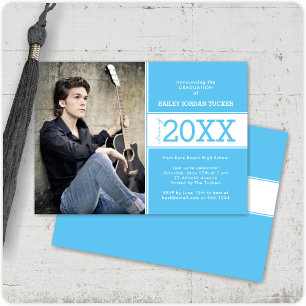 Faire-part de graduation photo Sky Blue moderne