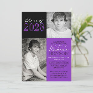 Faire-part de graduation photo violet et noir