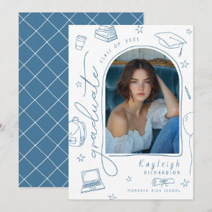 Faire-part de graduation photo Whimsical dessinée 
