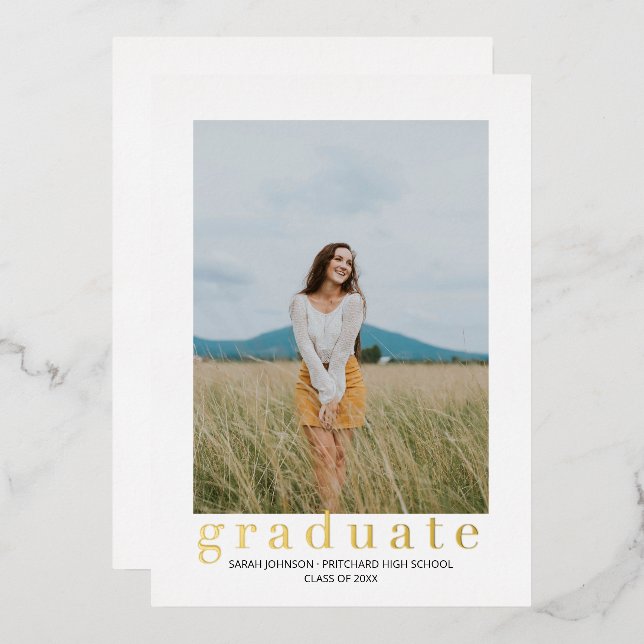 Faire-part de graduation simple avec photo (Recto/Verso)